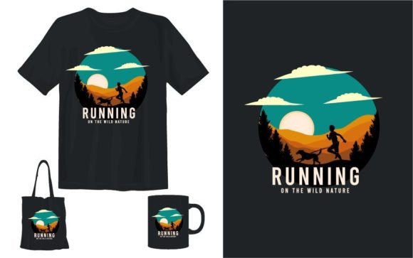 Nature Adventure Running T-shirt Design for Local Brands