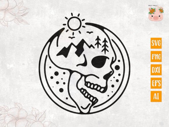 Reviewing the Skull Nature Silhouette Graphics for T-Shirt Designs