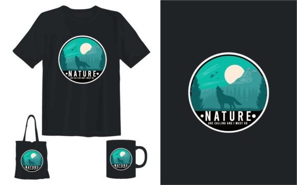 Wild Wolf Nature T-Shirt Design for Graphics